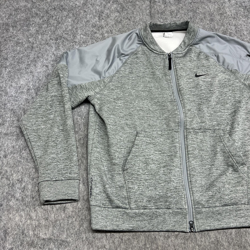 Nike Jacket Mens XL Gray Full Zip Fleece Sleeve Pocket Training ThermaFIT Casual - Picture 3 of 16
